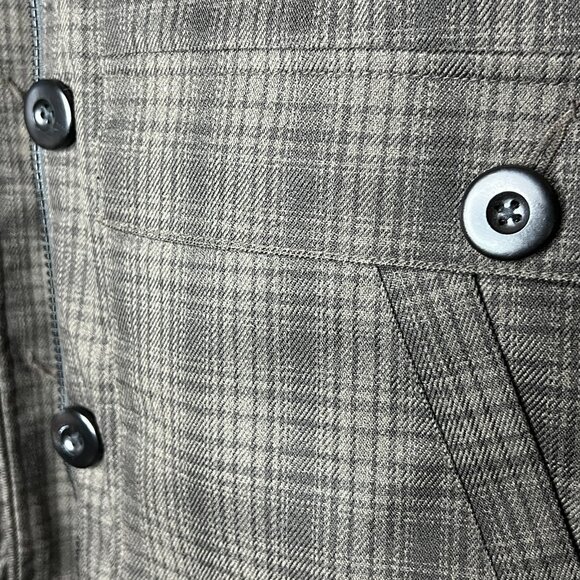 Helly Hansen Mens Plaid Jacket Medium Gray Insulated Padded Coat Gold Lining - Picture 3 of 12